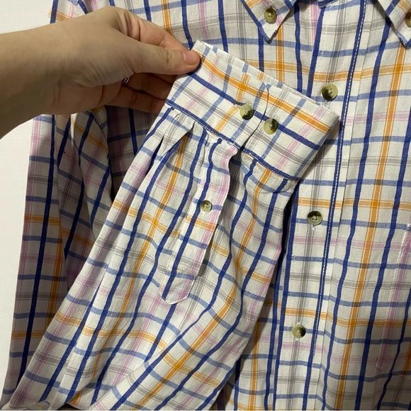 XXL Plaid Vintage 1964 Washed Stoned & Beaten Button Down Long Sleeve Shirt - Picture 3 of 8